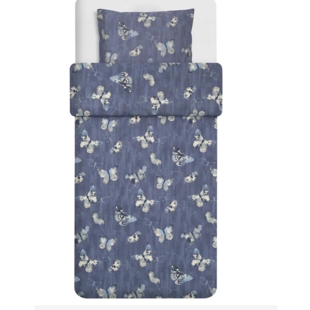 IKEA Bergkårel Butterfly Print Duvet Cover Blue 100% Cotton Cottagecore twin - Picture 6 of 6